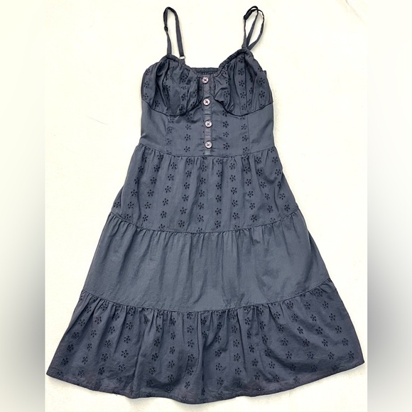 Hollister Dresses & Skirts - Hollister California Women’s Blue Eyelet Dress with Smocked Top Adjustable Strap